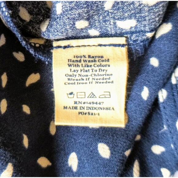 The Normal Brand Romper Small Navy Blue & White Dots Long Sleeve Button Front - Picture 11 of 11